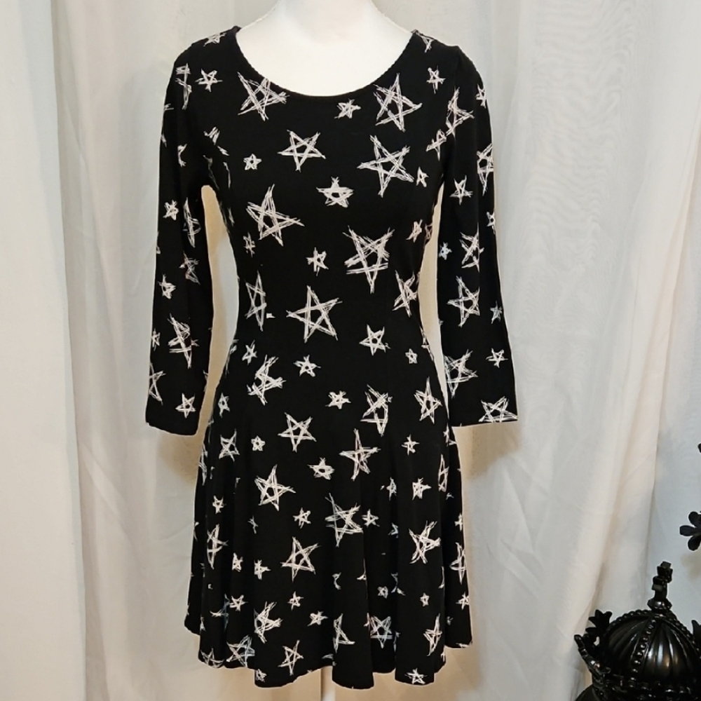 Forever 21 Black Dress with Sketched White Star Design